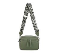 Kitise Women's Large Front Zip Small Camera Crossbody Bag Wide Canvas Strap in Green