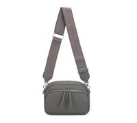 Kitise Women's Large Front Zip Small Camera Crossbody Bag Wide Canvas Strap in Grey