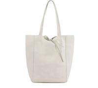 Kitise Women's Large Genuine Italian Soft Leather Tie Closure Tote Bag in Beige