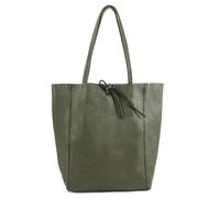 Kitise Women's Large Genuine Italian Soft Leather Tie Closure Tote Bag in Dark Green Kitise Dark Green