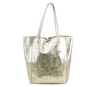 Kitise Women's Large Genuine Italian Soft Leather Tie Closure Tote Bag in Gold