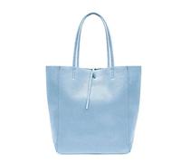 Kitise Women's Large Genuine Italian Soft Leather Tie Closure Tote Bag in Light Blue