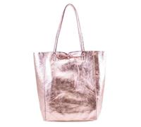 Kitise Women's Large Genuine Italian Soft Leather Tie Closure Tote Bag in Rose Gold