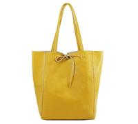 Kitise Women's Large Genuine Italian Soft Leather Tie Closure Tote Bag in Yellow Kitise Yellow