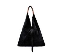 Kitise Women's Large Genuine Italian Tie Closure V Suede Slouch Tote With Purse in Black Kitise Black