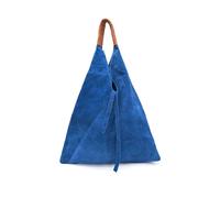 Kitise Women's Large Genuine Italian Tie Closure V Suede Slouch Tote With Purse in Blue