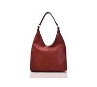 Kitise Women's Large V Silhouette Slouch PU Leather Tote Bag in Burgundy Kitise Burgundy
