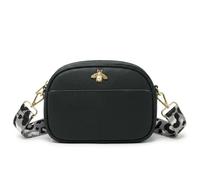 Kitise Women's Leopard Strap Bee Details Crossbody Camera Bag With Front Pocket in Dark Green