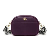Kitise Women's Leopard Strap Bee Details Crossbody Camera Bag With Front Pocket in Purple