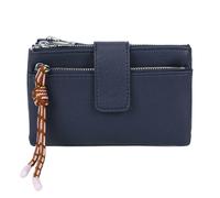 Kitise Women's Lightweight PU Leather Bifold Wallet Zipper Pockets Snap Closure in Navy