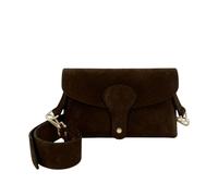 Kitise Women's Magnetic Flap Closure Genuine Suede Leather Crossbody Bag in Dark Brown