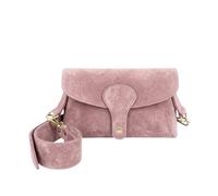 Kitise Women's Magnetic Flap Closure Genuine Suede Leather Crossbody Bag in Pink