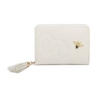 Kitise Women's Mini Elegant Tassel Charm Bee Embellishment Purse Wallet in White