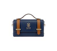 Kitise Women's Mini Magnetic Flap Genuine Italian Leather Satchel Crossbody Bag in Navy