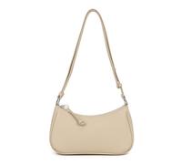 Kitise Women's Minimalist Pearl Zip Accent Classic Shoulder Handbag in Beige