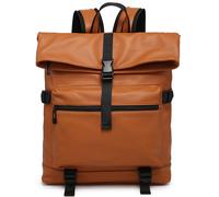 Kitise Women's Modern Roll Top Backpack with Front Pocket & Side Buckles in Brown Kitise Brown
