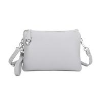 Kitise Women's Multi-Compartment Secure Zipper Closures Adjustable Strap Faux Leather Crossbody Bag Purse Wristlet Clutch Handbag (Grey)