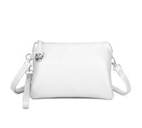 Kitise Women's Multi-Compartment Secure Zipper Closures Adjustable Strap Faux Leather Crossbody Bag Purse Wristlet Clutch Handbag (Silver)