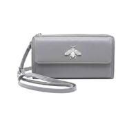 Kitise Women's Multi Compartments Bee Detail Wallet Bag Crossbody Handbag in Grey