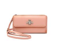Kitise Women's Multi Compartments Bee Detail Wallet Bag Crossbody Handbag in Pink