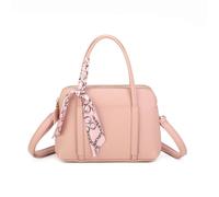 Kitise Women's Multi Compartments Top Handle Scarf Detail Work Tote Handbag in Pink