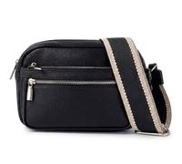 Kitise Women's Multi Pockets Double Compartments Canvas Strap Crossbody Bag in Black Kitise Black One Size