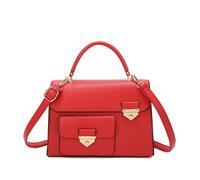 Kitise Women's Multi-pockets PU Leather Work Shoulder Bag in Red