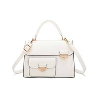 Kitise Women's Multi-pockets PU Leather Work Shoulder Bag in White