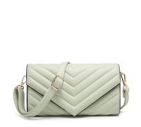 Kitise Women's Multi purpose Quilted Chevron Pattern Small Elegant Faux Leather Crossbody Bag Clutch Handbag (Light Green)