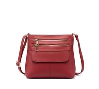 Kitise Women's Multi Zipper Compartments Crossbody Shoulder Bag in Red