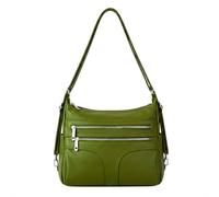 Kitise Women's Multi Zipper Multi Section Zip Pockets Shoulder Crossbody Handbag in Dark Green