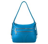 Kitise Women's Multi Zipper Multi Section Zip Pockets Shoulder Crossbody Handbag in Mid Blue