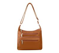 Kitise Women's Multi Zipper Pockets Adjustable Crossbody Shoulder Handbag in Brown
