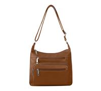 Kitise Women's Multi Zipper Pockets Adjustable Crossbody Shoulder Handbag in Dark Brown Kitise Dark Brown One Size