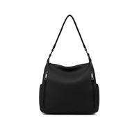 Kitise Women's Multi Zipper Pockets Pebble Pu Leather Hobo Shoulder Bag in Black