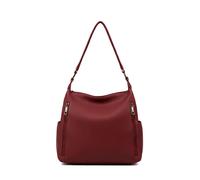 Kitise Women's Multi Zipper Pockets Pebble Pu Leather Hobo Shoulder Bag in Red