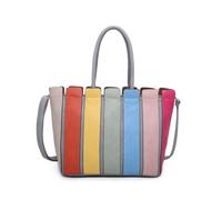 Kitise Women's MultiColour Striped Medium Tote Shoulder Handbag in Grey Kitise Grey