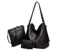 Kitise Women's Multifunctional 3-Piece Set Tote/Backpack Shoulder Handbag With Purse Bag in Black Kitise Black One Size