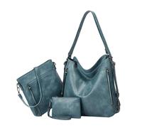 Kitise Women's Multifunctional 3-Piece Set Tote/Backpack Shoulder Handbag With Purse Bag in Blue