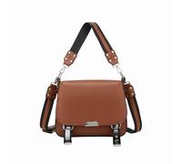 Kitise Women's Multifunctional Crossbody Satchel Bag with Studded Wide Shoulder Strap in Tan