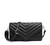 Kitise Women's Multipurpose Quilted Chevron Crossbody Bag Clutch Purse Handbag in Black