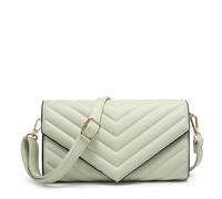Kitise Women's Multipurpose Quilted Chevron Crossbody Bag Clutch Purse Handbag in Light Green