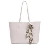 Kitise Women's Pebbled Faux Leather Tote Shoulder Handbag with Decorative Silk Scarf in White