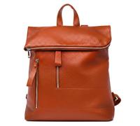 Kitise Women's Pebbled Pu Leather Foldover Rommy Backpack Travel Bag in Brown