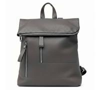 Kitise Women's Pebbled Pu Leather Foldover Rommy Backpack Travel Bag in Grey