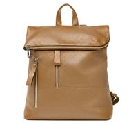 Kitise Women's Pebbled Pu Leather Foldover Rommy Backpack Travel Bag in Light Brown