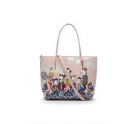 Kitise Women's Printed Dolls Glossy Patent Pu Leather Tote Bag in Pink Kitise Pink