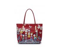 Kitise Women's Printed Dolls Glossy Patent Pu Leather Tote Bag in Red Kitise Red