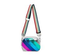 Kitise Women's Rainbow Style Metallic Stripes Triple Compartments Crossbody Bag in Silver Kitise Silver One Size