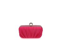 Kitise Women's Ringstone Clasp Elegant Satin Pleated Evening Clutch Bag in Fuchsia